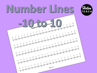 Number Lines from -10 to 10