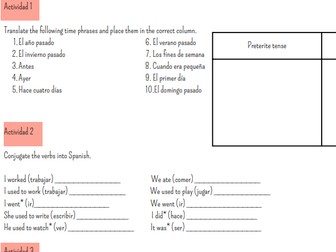 Preterite vs Imperfect tense worksheet with answers