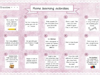 Home Learning Activities - Creative