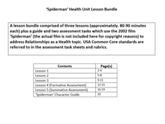 'Spiderman' Health lesson bundle
