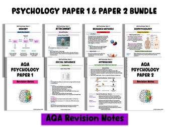 AQA Paper 1 and Paper 2 Psychology Revision Notes Bundle