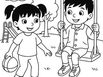 Topsy and Tim inspired Colouring Page