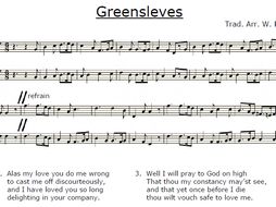 Greensleeves arranged for two voices