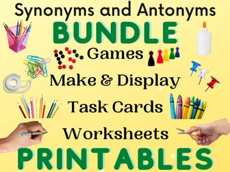 Synonyms and Antonyms Printable Activities Play Make Do Write Bundle Long A Grammar