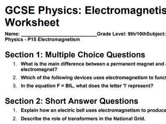 AQA GCSE Physics P15 Electromagnetism