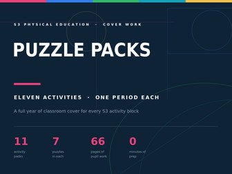 S3 PE Cover Lessons | 11 Puzzle Packs | A Full Year of No-Prep Cover Work