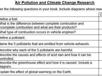 Air Pollution & Climate Change Research KS3