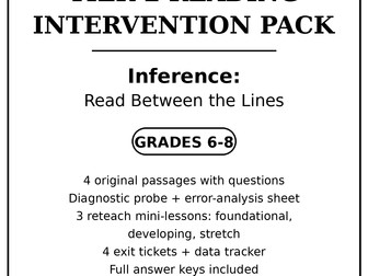 Tier 2 Reading Inference Pack: Drawing Conclusions, Grades 6-8 | RTI MTSS