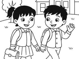 Topsy and Tim School Inspired Colouring Page
