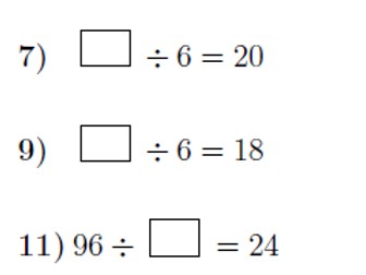 division finding missing numbers worksheets with solutions