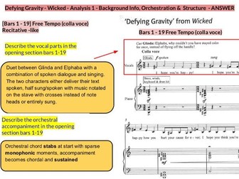 Defying Gravity - Wicked - Analysis 1 - ANSWER - Video & PDF