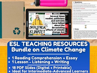 ESL Teaching Resources on Climate Change - Lesson Plan + Reading Comprehension