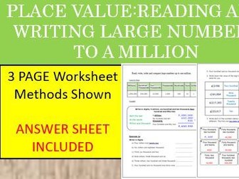 Place Value-Read and write large numbers worksheet