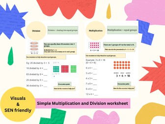 Year 6 Multiplication & Division - Low Ability Visual Worksheets (intervention pack).