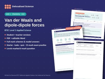 Intermolecular Forces: van der Waals and Dipole-Dipole | BTEC Applied Science