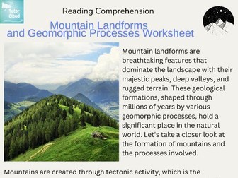 Mountain Landforms and Geomorphic Processes Worksheet