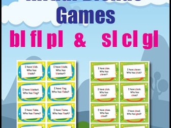 Phonics Games - Initial Blends - bl, pl, fl, sl, cl & gl - I Have... Who Has?