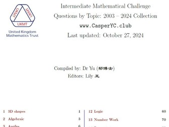 UKMT Intermediate Mathematical Challenge - Questions by topic