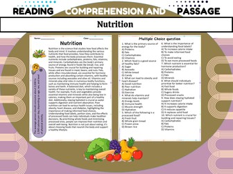 Explore Nutrition: Engaging Reading Passage with Insightful Questions