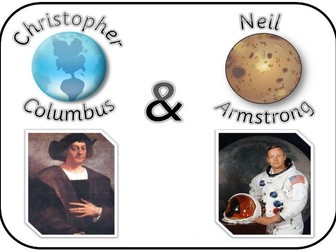 Famous Explorers Christopher Columbus & Neil Armstrong pack: powerpoints,  worksheets, and display