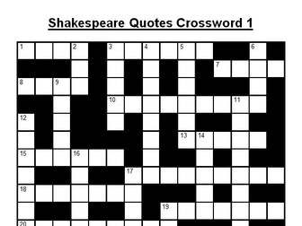 Crossword on Shakespeare Quotes 1 (+Answers)