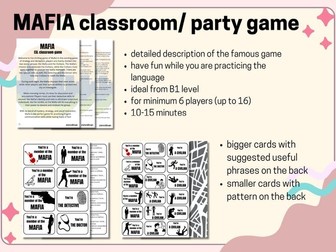 Printable cards for the famous Mafia ESL classroom/ party game