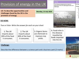 AQA GCSE GEOG resource management L4 Provision of energy in the UK part 1&2