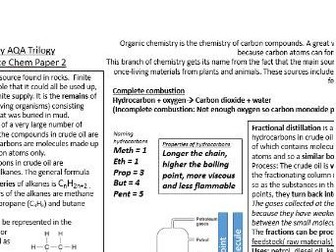 Chemistry paper 2 revision AQA Combined Science Trilogy