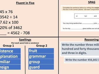 'Soft start' / Morning Work slides Year 5 for the spring term