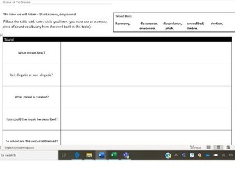 Analysing Meaning in TV Drama - A Level Media Studies writing frame