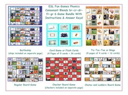 Phonics Consonant Blends br-cr-dr-fr-gr 6 Game Bundle