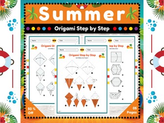 Summer Origami Paper Step by Step Crafts : Summer Break & End of Year Activity