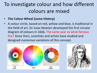 PP on colour theory and colour mixing, hot and cold colours