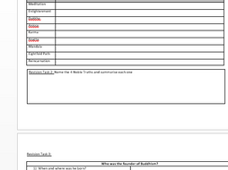 Buddhism revision worksheet | Teaching Resources