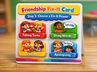 Friendship  Fix-It Card | Conflict Resolution and SEL Visual Aid