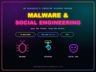 Malware & Social Engineering Quiz — Spot the Threat (OCR GCSE CS 1.4)