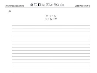 Linear Simultaneous Equations Worksheet