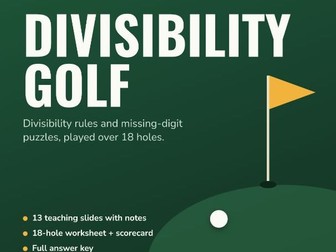 Golf Divisibility Rules & Missing Digit Puzzles + 18-Hole Worksheet