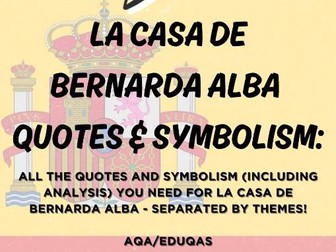 LA CASA DE BERNARDA ALBA SYMBOLISM & QUOTE BANK A LEVEL SPANISH