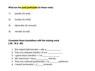 Le passé composé worksheet : 8 pages.