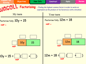 Factorising single brackets (using bars)