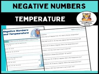 Negative Numbers Worksheet: Temperature Word Problems Practice