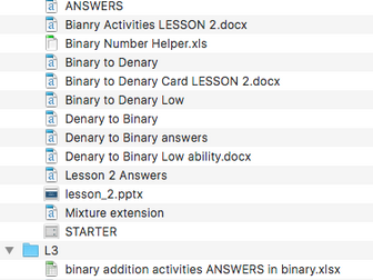 Data Sizes & Binary 4 lesson SOL with assessment.