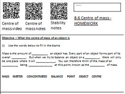 Centre Of Mass Homework