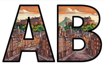 NEW EDINBURGH SCOTLAND Capital City Lettering Set Instant Display Colourful Whole Alphabet Letters