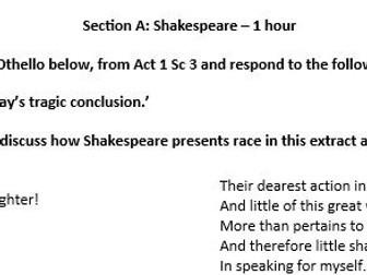 2: A Level Literature Paper 1: Love Through the Ages - Full Exam Paper (with Othello for section A)