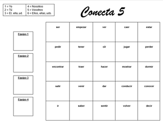 Conecta 5 Juego (Connect 5 Game) - Verb conjugation