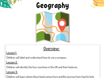 KS1 Geography unit - (compass work, UK, journey of food)