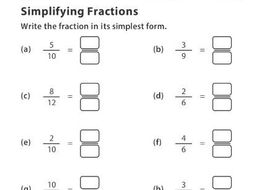 Simplifying Fractions | Teaching Resources