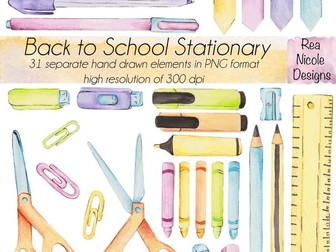 Back to school stationary clipart
